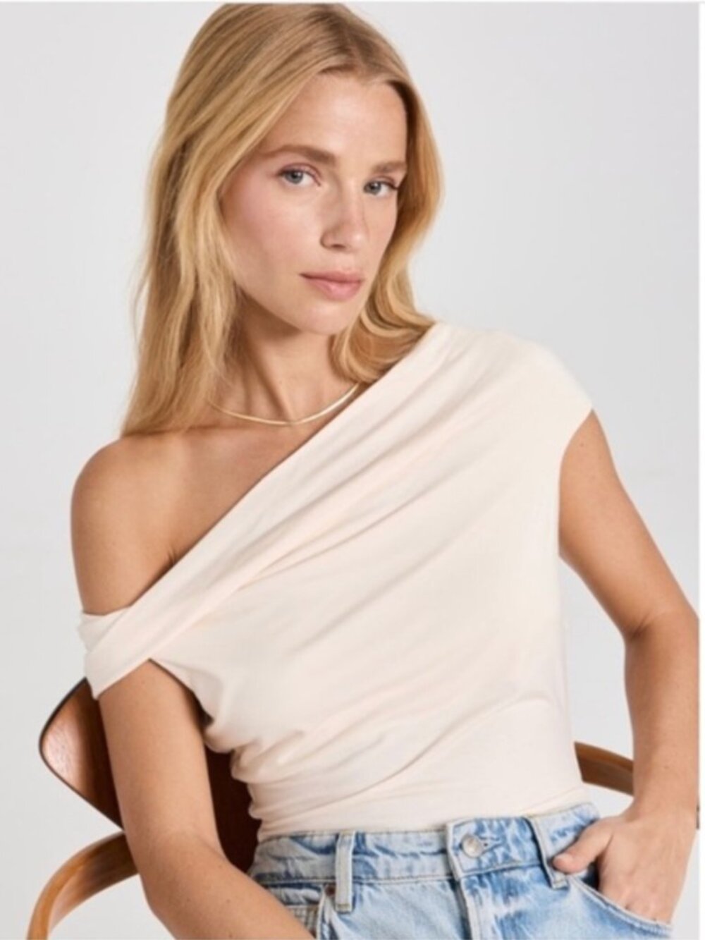 Reformation Cello Ivory Cream Off Shoulder Ponte Stretch Knit Top Medium